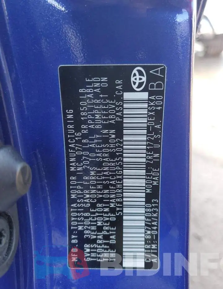 5YFBURHEXGP551022 Photo# 12