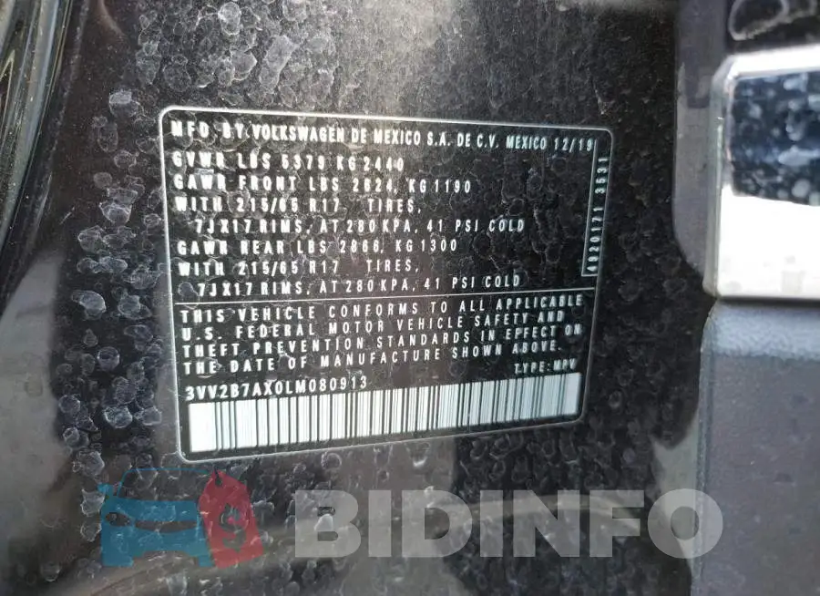 3VV2B7AX0LM080913 Photo# 10