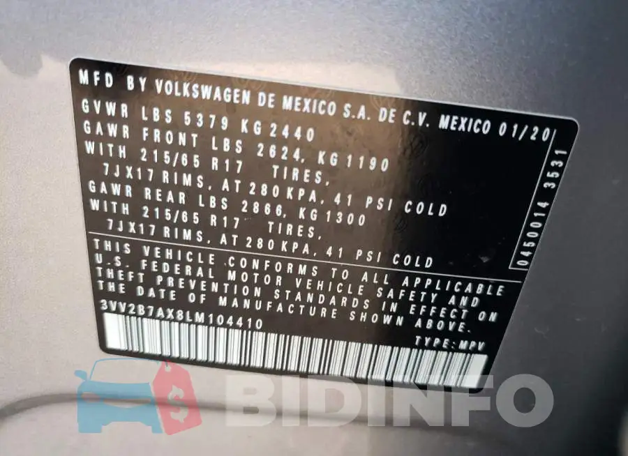 3VV2B7AX8LM104410 Photo# 10