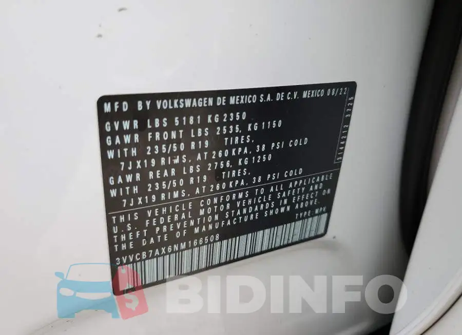 3VVCB7AX6NM166508 Photo# 10