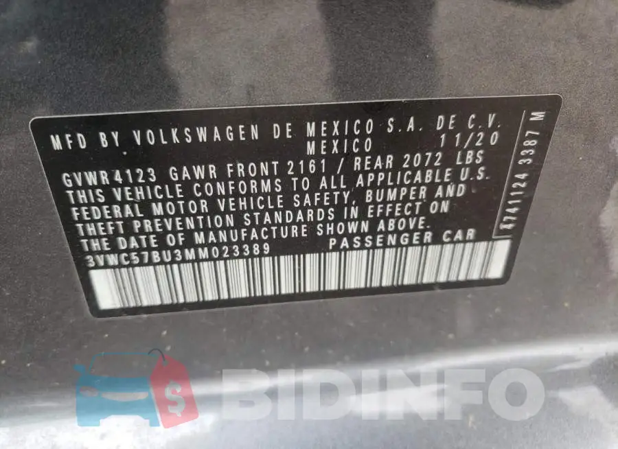 3VWC57BU3MM023389 Photo# 10