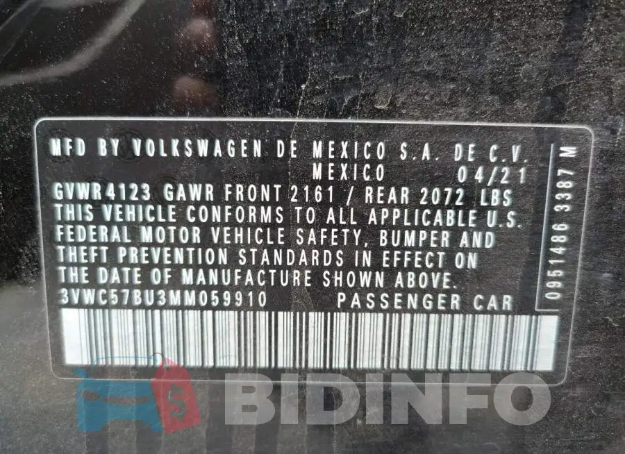 3VWC57BU3MM059910 Photo# 10