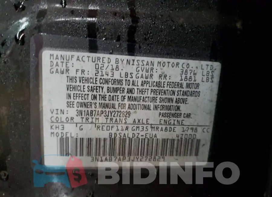 3N1AB7AP3JY272829 Photo# 12