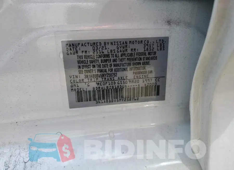 3N1AB8BV5MY258762 Photo# 10