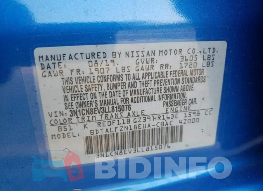 3N1CN8EV3LL815076 Photo# 10