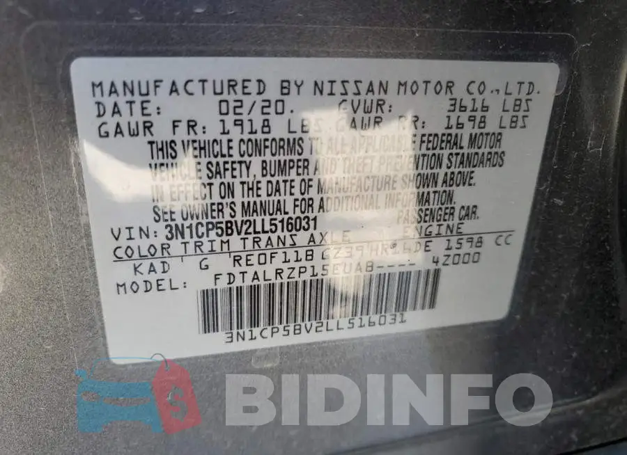 3N1CP5BV2LL516031 Photo# 10