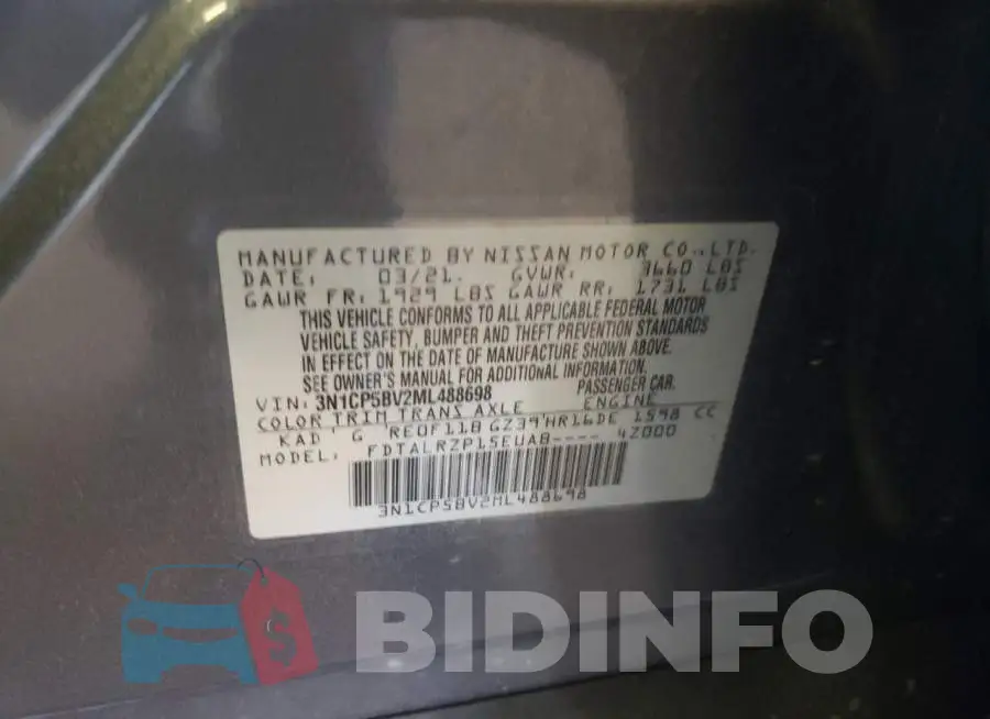 3N1CP5BV2ML488698 Photo# 10