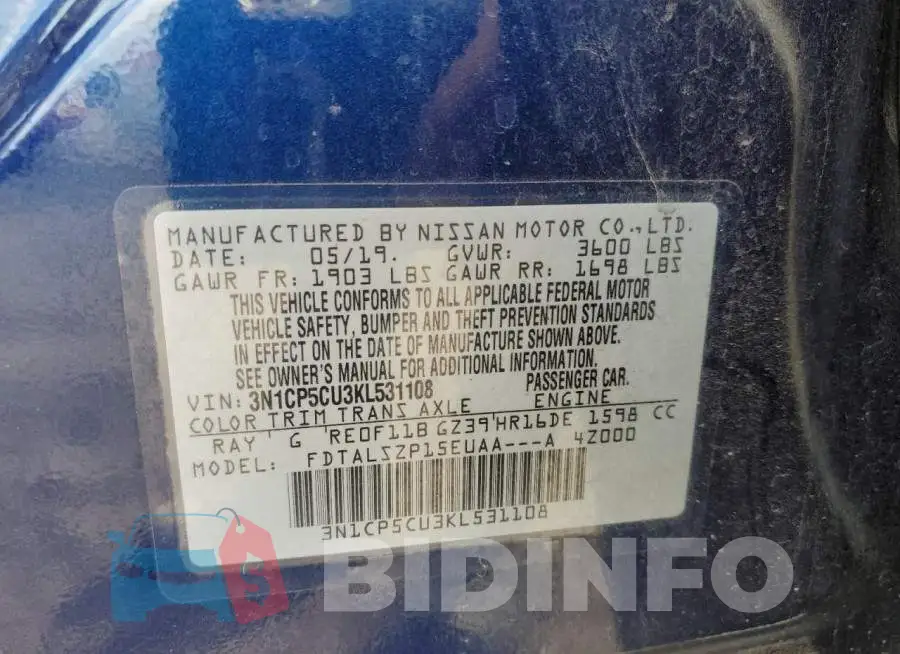 3N1CP5CU3KL531108 Photo# 10