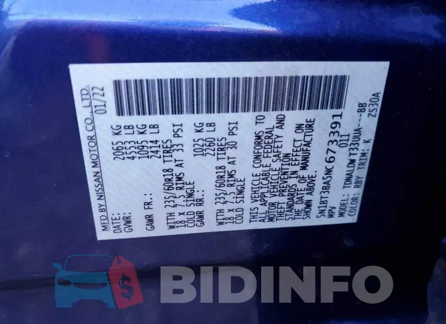 5N1BT3BA5NC673391 Photo# 10