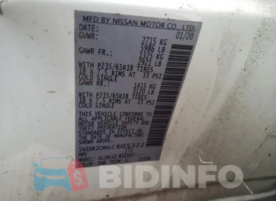 5N1DR2CMXLC605322 Photo# 13