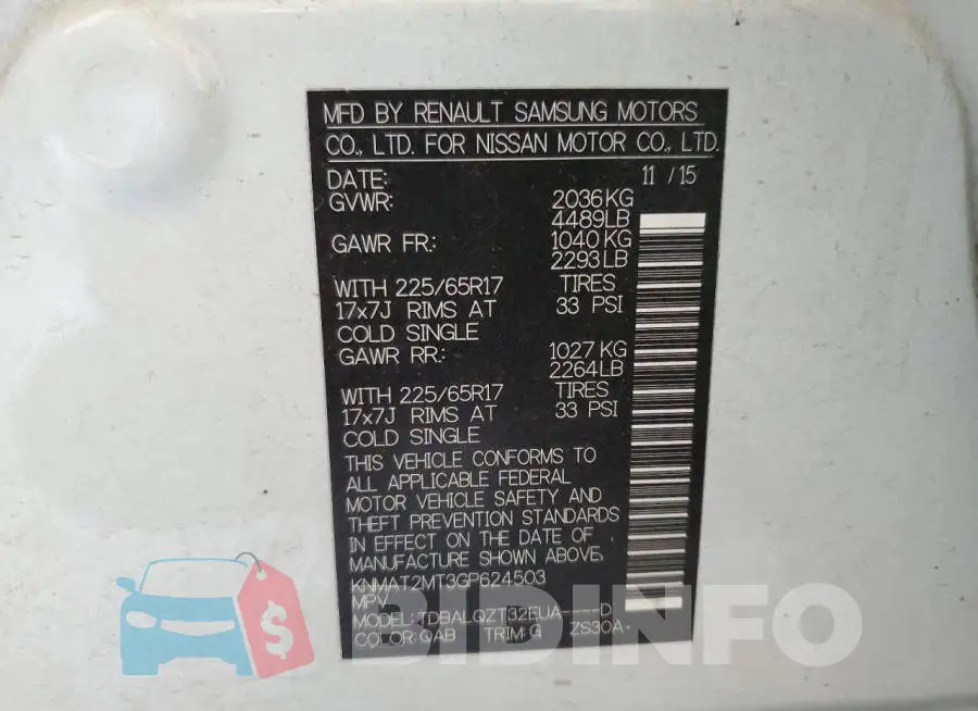 KNMAT2MT3GP624503 Photo# 10