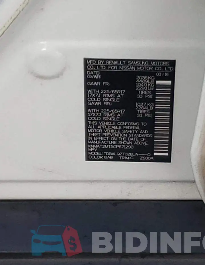 KNMAT2MT5GP671290 Photo# 10