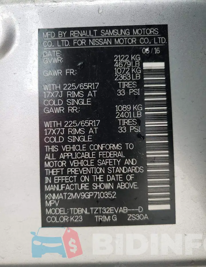 KNMAT2MV9GP710352 Photo# 10