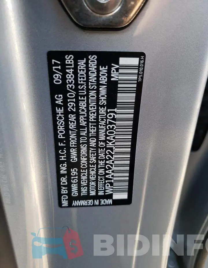 WP1AA2A22JKA03791 Photo# 10