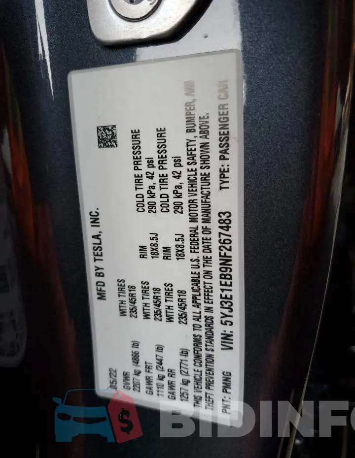 5YJ3E1EB9NF267483 Photo# 10