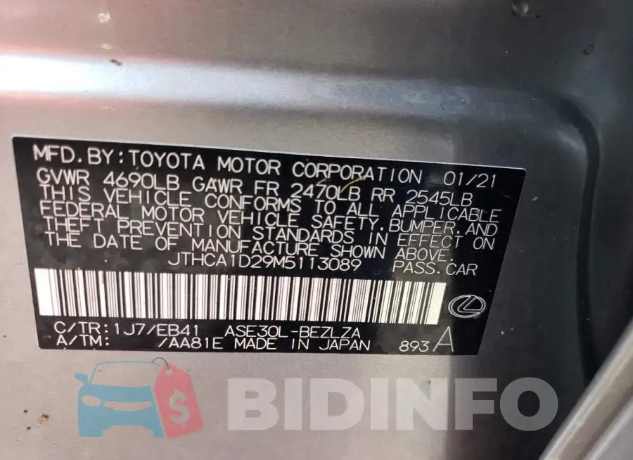 JTHCA1D29M5113089 Photo# 10