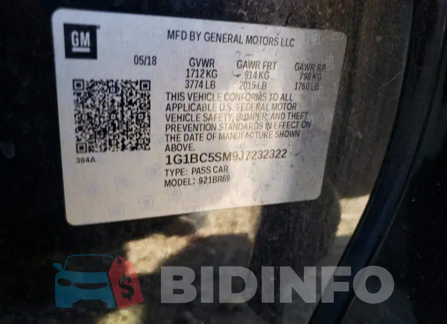 1G1BC5SM9J7232322 Photo# 10