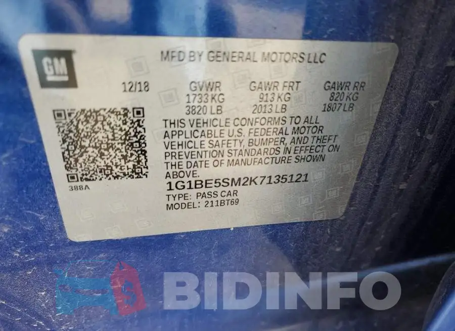1G1BE5SM2K7135121 Photo# 10