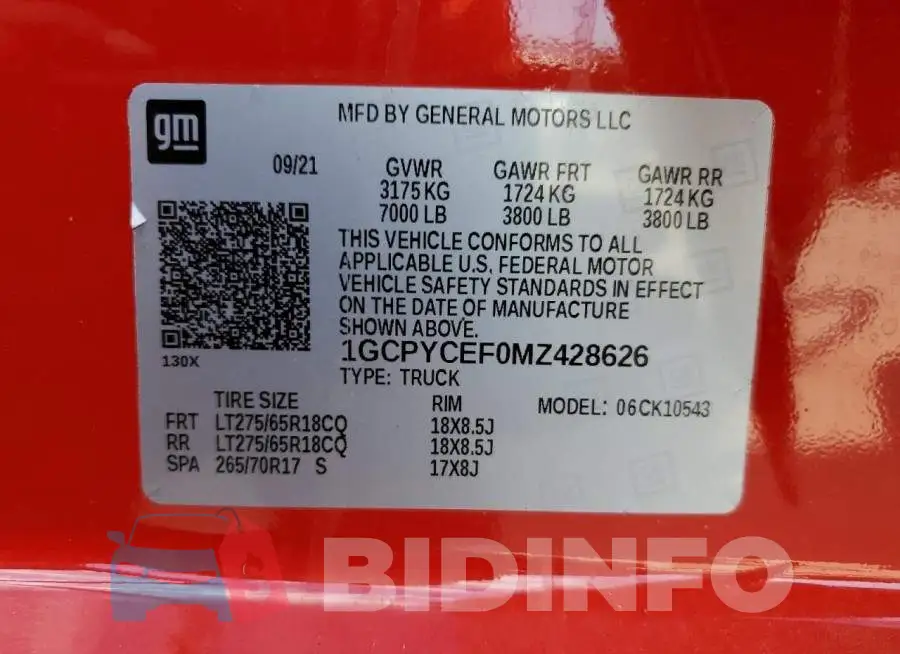 1GCPYCEF0MZ428626 Photo# 10