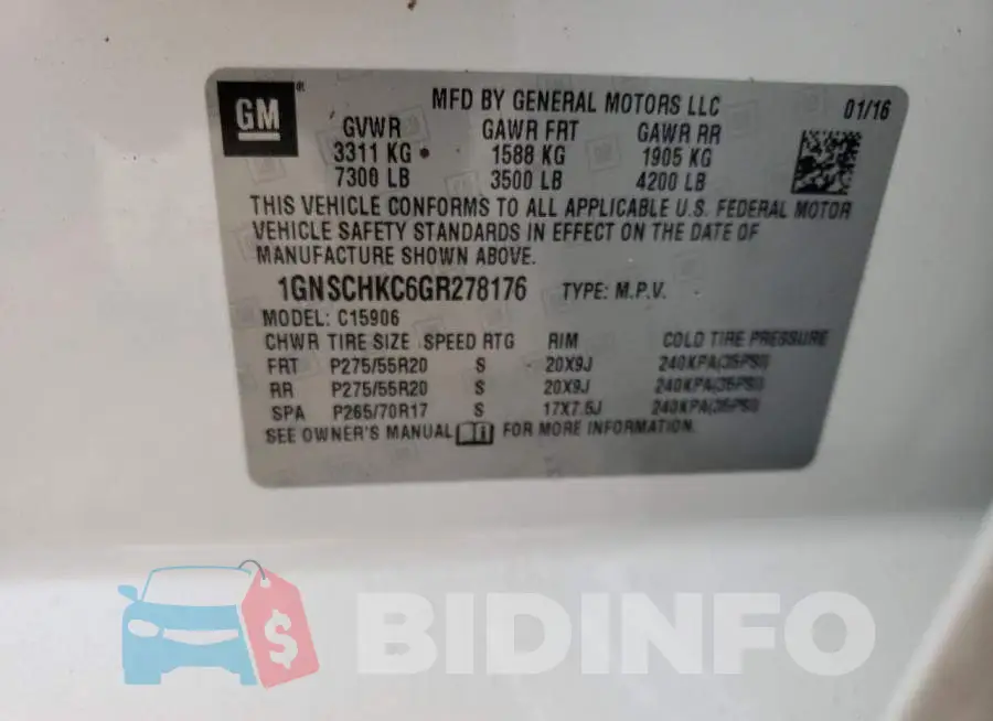 1GNSCHKC6GR278176 Photo# 10