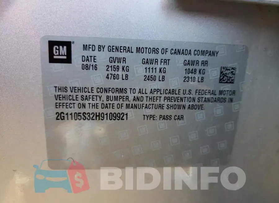 2G1105S32H9109921 Photo# 10