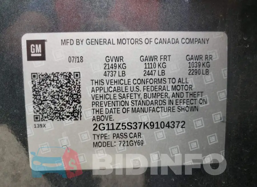 2G11Z5S37K9104372 Photo# 10