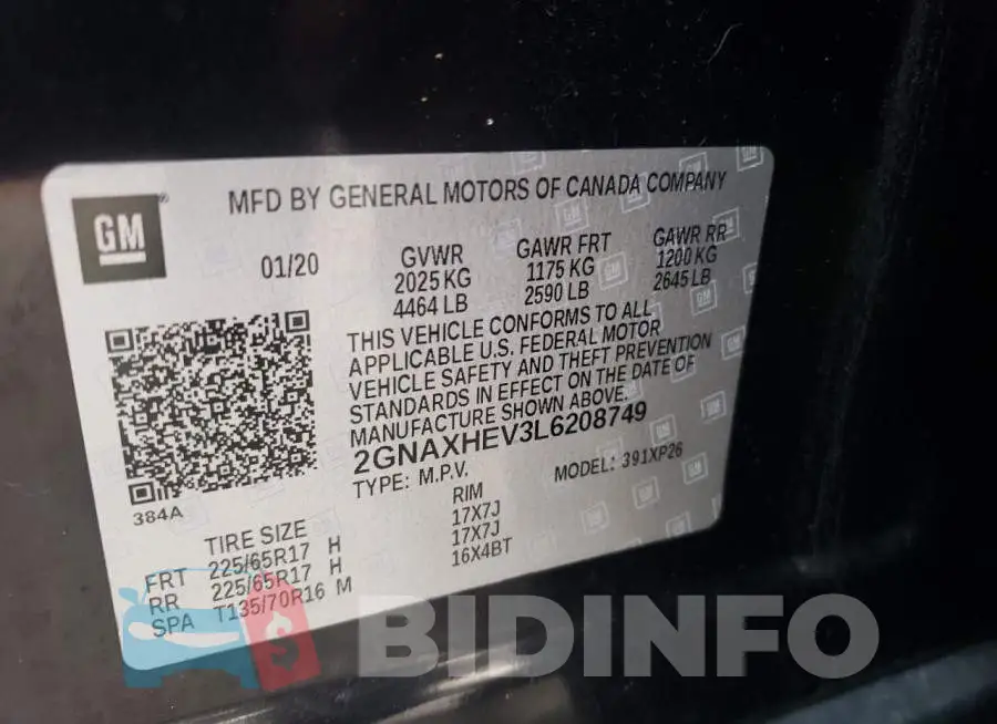 2GNAXHEV3L6208749 Photo# 10