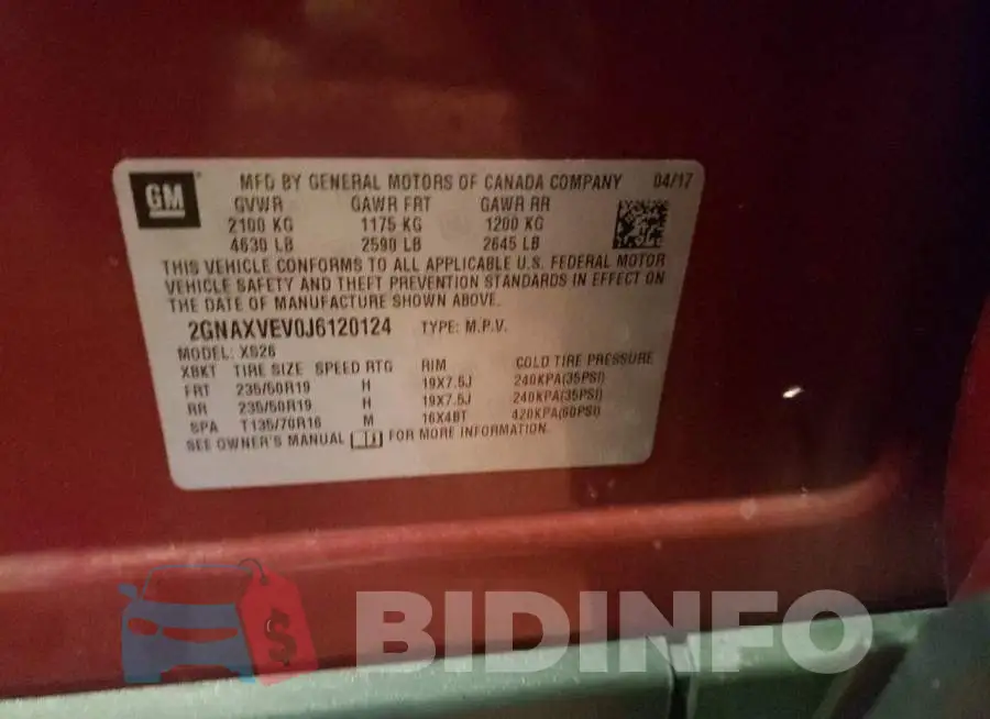 2GNAXVEV0J6120124 Photo# 10