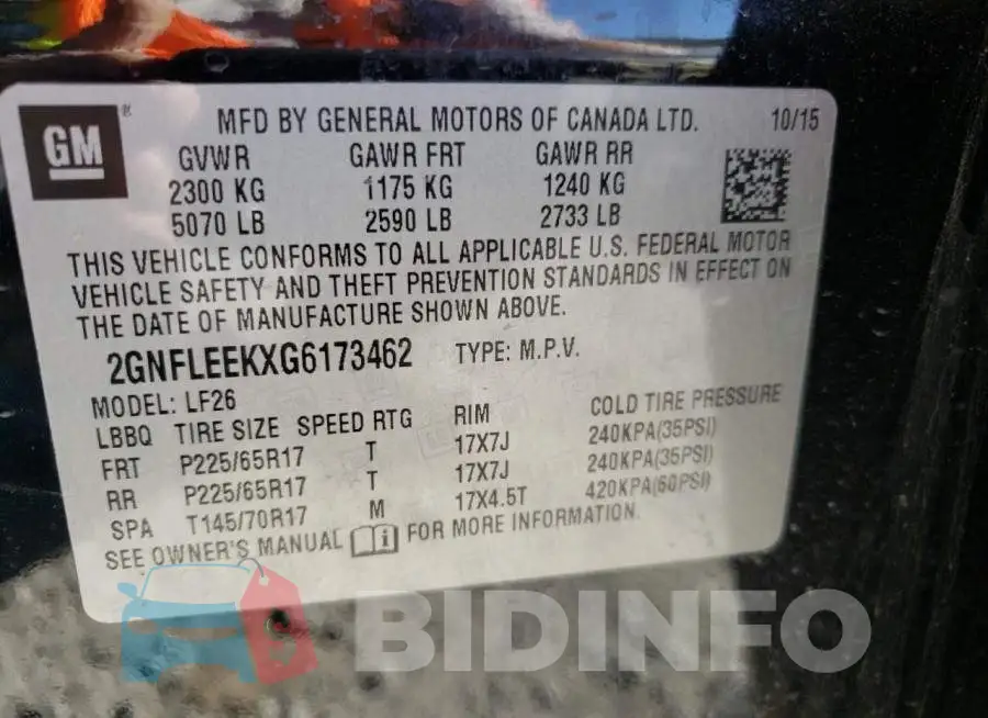 2GNFLEEKXG6173462 Photo# 10