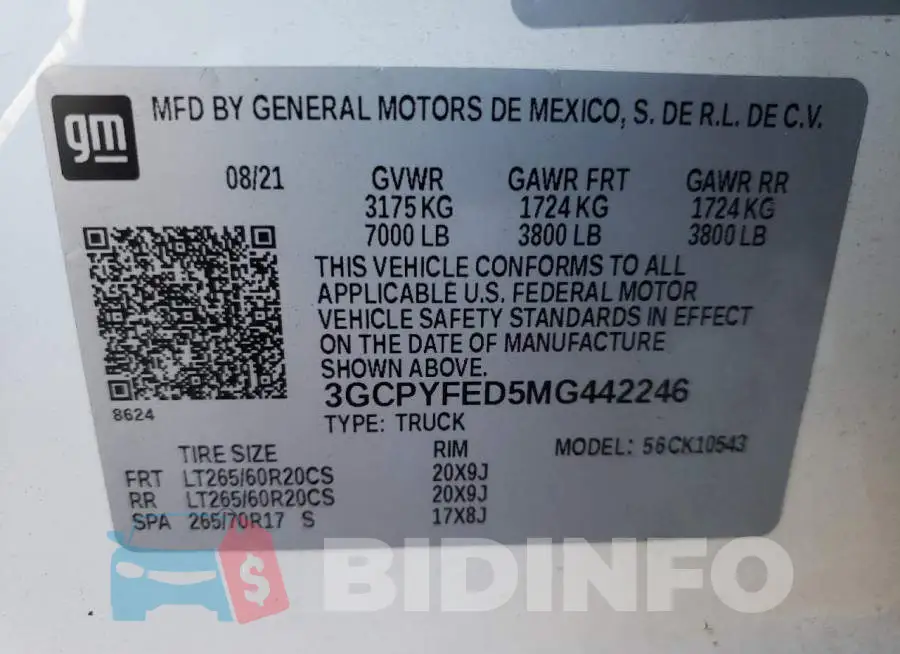 3GCPYFED5MG442246 Photo# 10