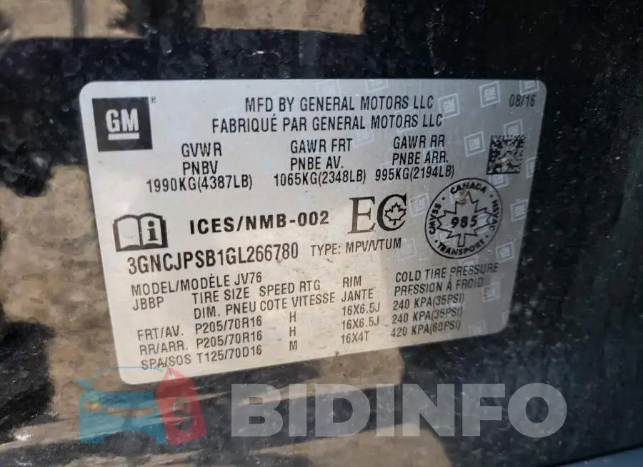 3GNCJPSB1GL266780 Photo# 10