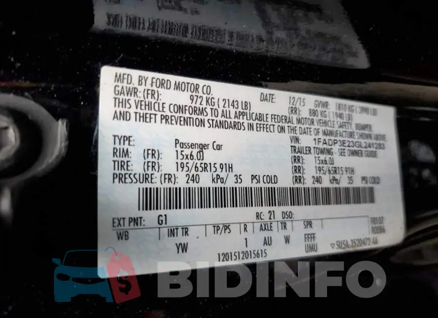 1FADP3E23GL241283 Photo# 10