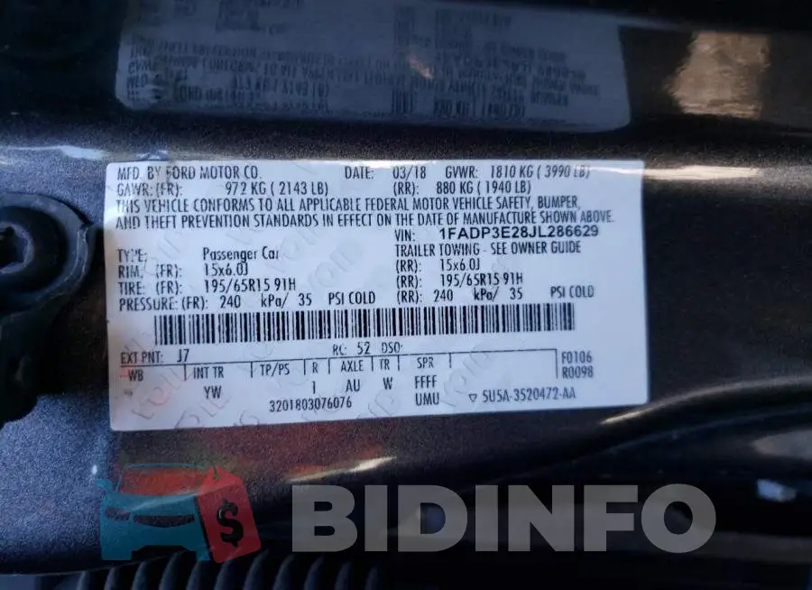 1FADP3E28JL286629 Photo# 10
