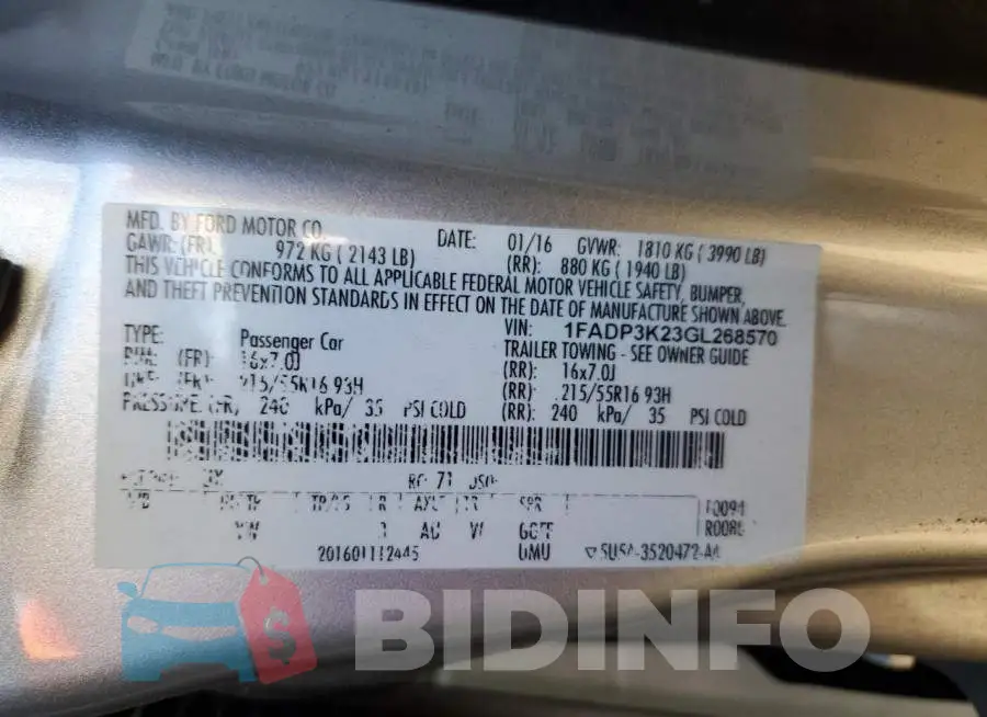 1FADP3K23GL268570 Photo# 12