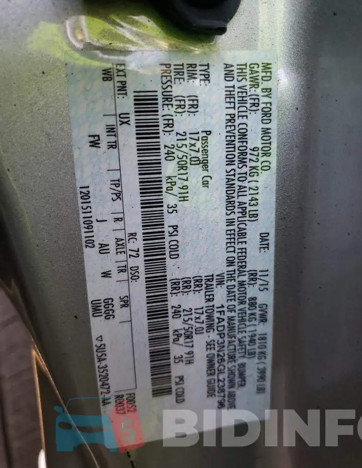 1FADP3N26GL238796 Photo# 13