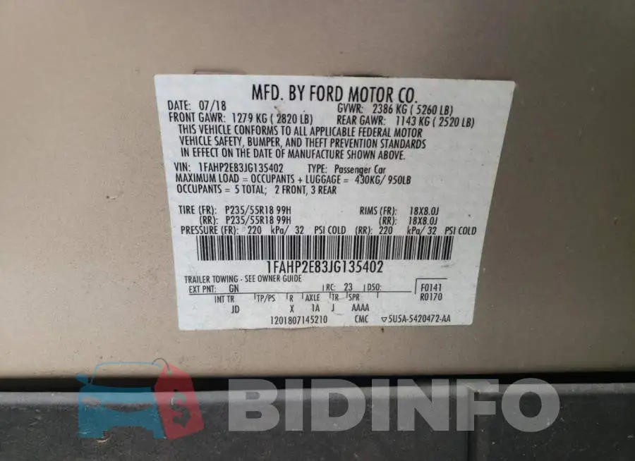 1FAHP2E83JG135402 Photo# 10