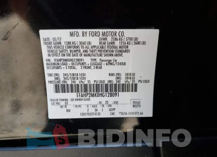 1FAHP2MK0HG128091 Photo# 12