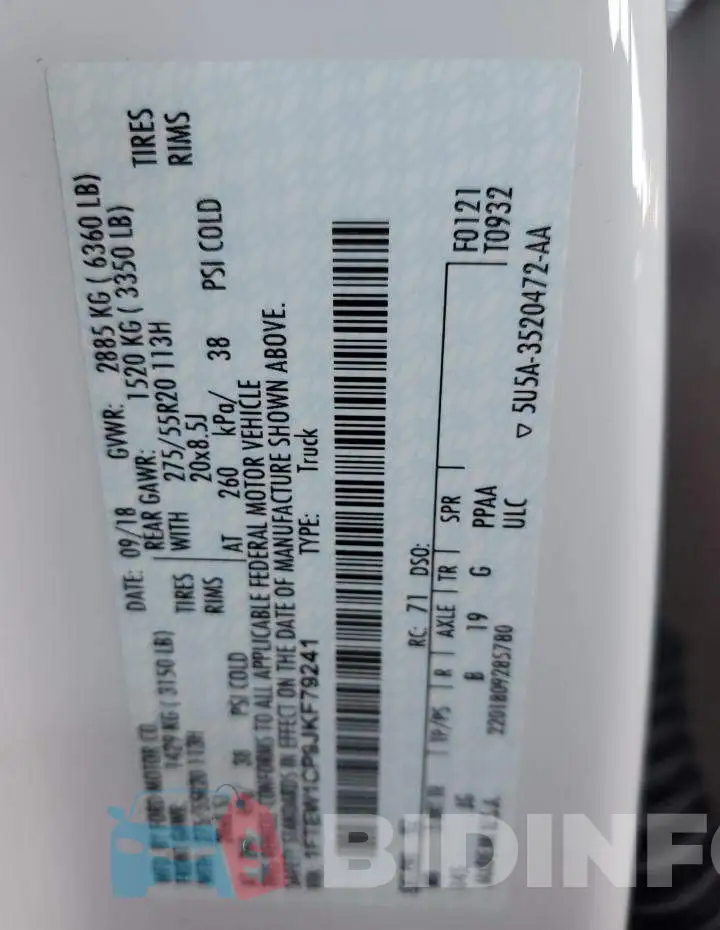 1FTEW1CP9JKF79241 Photo# 10