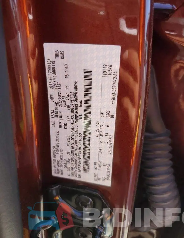 1FTEW1EFXHKC51650 Photo# 10