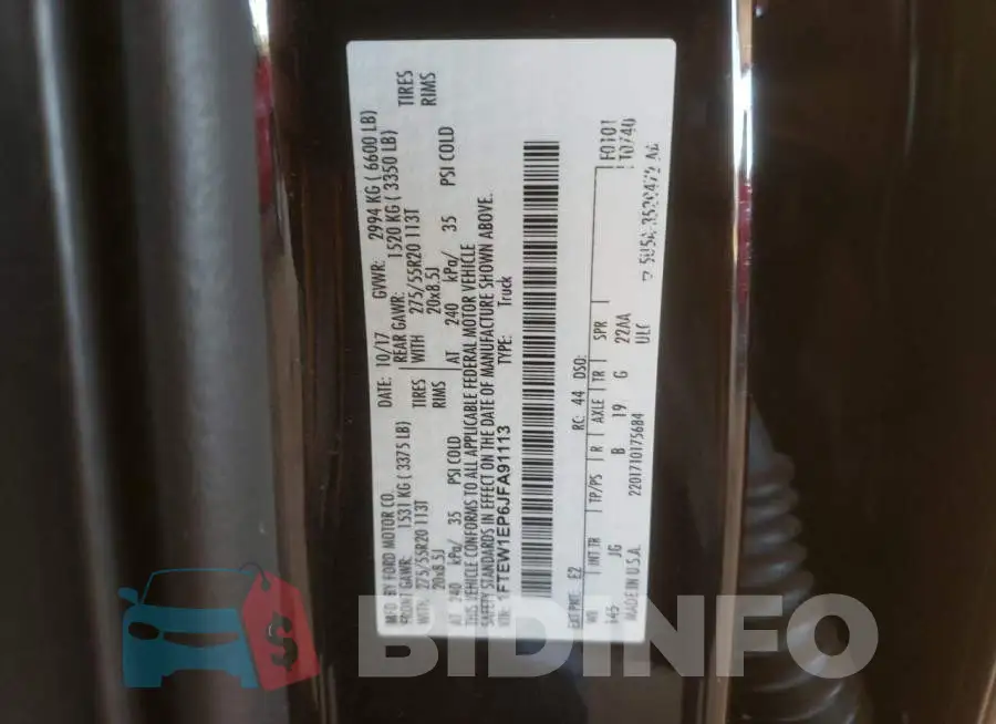 1FTEW1EP6JFA91113 Photo# 10