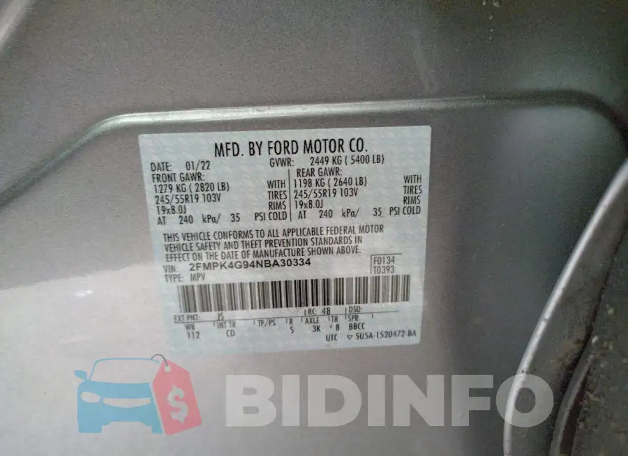 2FMPK4G94NBA30334 Photo# 10