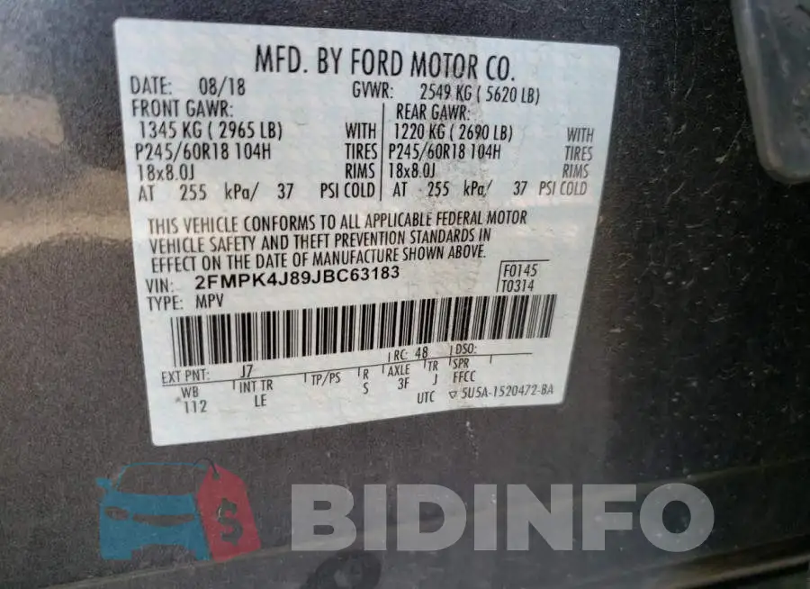 2FMPK4J89JBC63183 Photo# 10