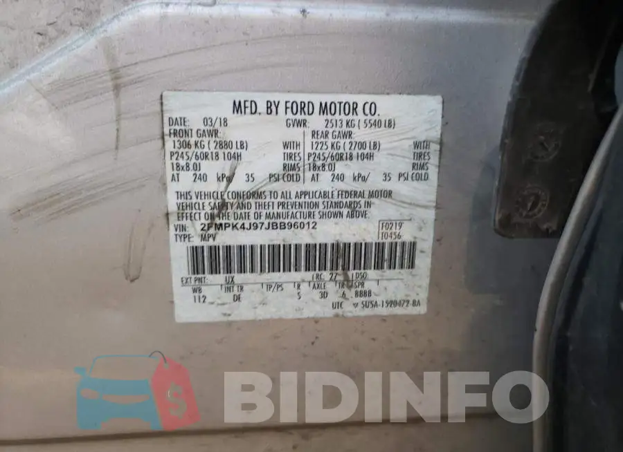 2FMPK4J97JBB96012 Photo# 10