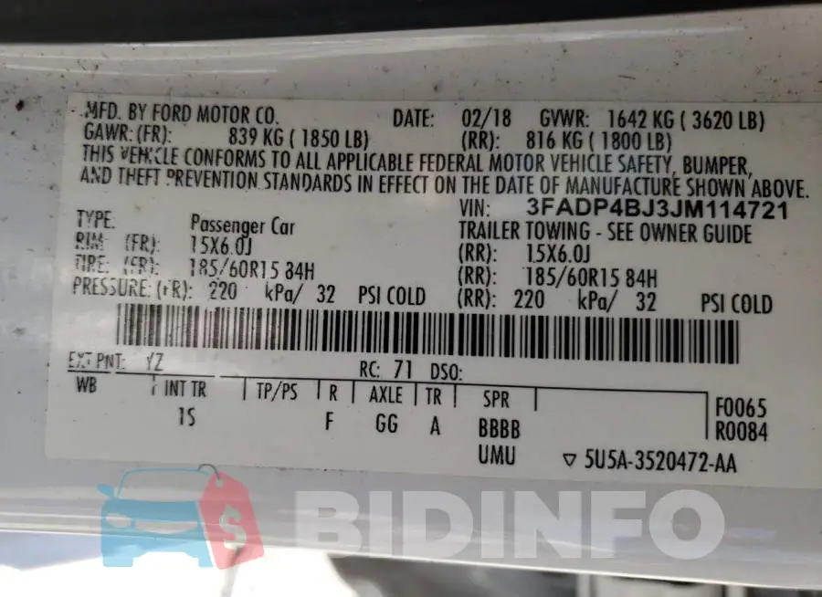 3FADP4BJ3JM114721 Photo# 10