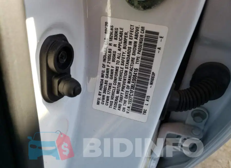 19XFC1F38LE008416 Photo# 10