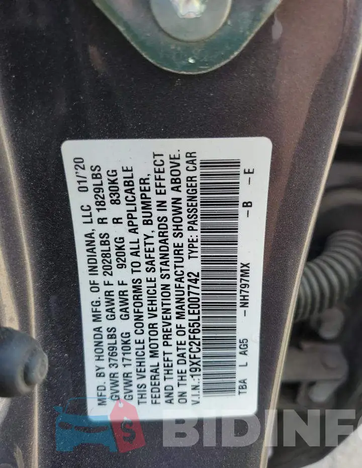 19XFC2F65LE007742 Photo# 10