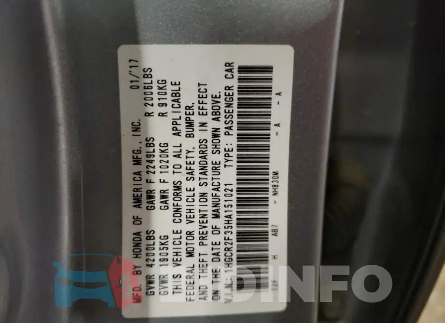 1HGCR2F35HA151021 Photo# 10