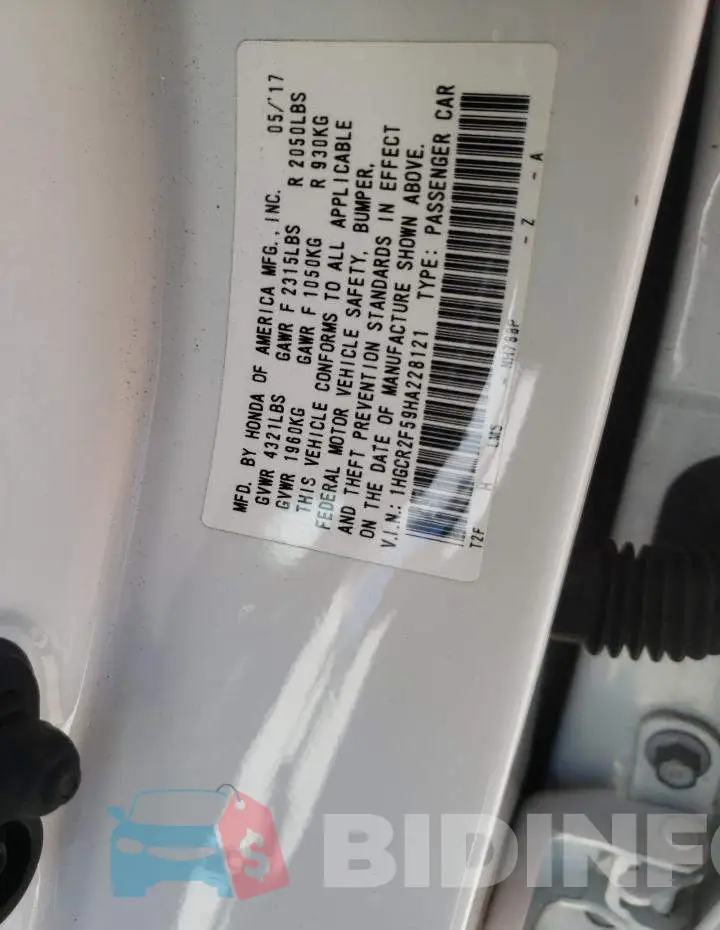 1HGCR2F59HA228121 Photo# 10