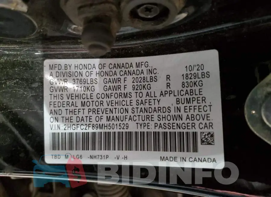 2HGFC2F89MH501529 Photo# 12