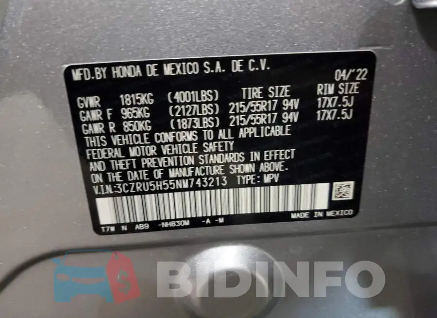 3CZRU5H55NM743213 Photo# 10